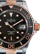 Ternos Ceramic Automatic Swiss-Made Black Rose Gold Diving Watch 16155565 Diver Davosa USA Official Distributor. Prices are Final. Tax & duties included.   