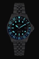 DAVOSA Ternos GMT 40mm Automatic - Swiss Made Dual Time Zone Diver’s Watch - Blue and Black without Loupe Ref. 161.563.04 GMT Davosa USA Official Distributor. Prices are Final. Tax & duties included.