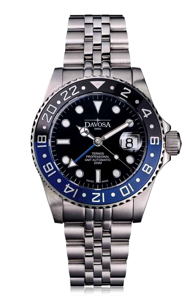 Ternos Professional GMT Black-Blue Ref. 161.571.04 PentaLink Bracelet DAVOSA Swiss