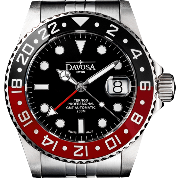 Ternos Professional Automatic 200m GMT Black Red Diving Watch 16157109 GMT Davosa USA Official Distributor. Prices are Final. Tax & duties included. 42mm Black-Red PentaLink