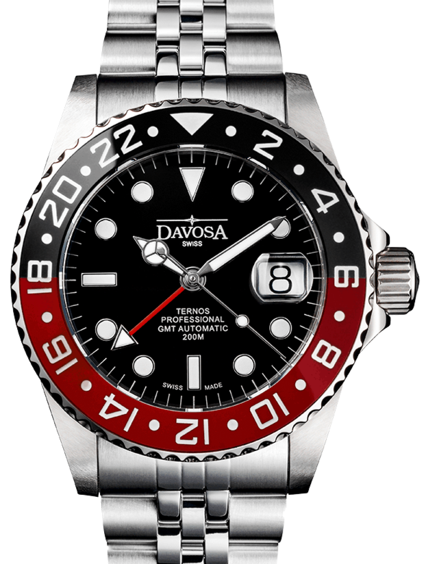 Ternos Professional GMT Black-Red Ref. 161.571.09 PentaLink Bracelet DAVOSA Swiss