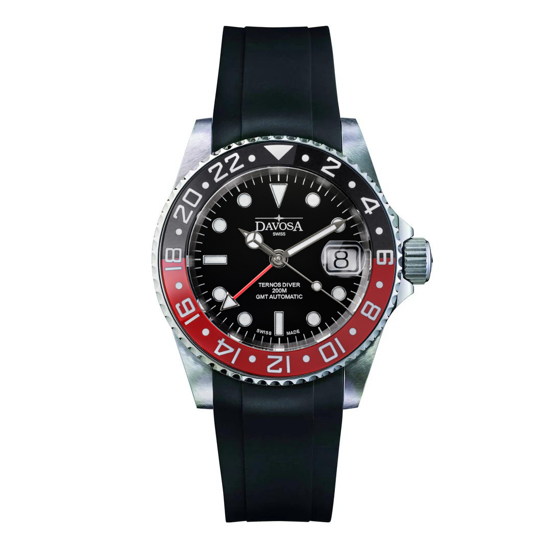 Ternos Ceramic 40mm Automatic GMT Black Red Diving Watch 16159009 Holiday Package Diver Davosa USA Official Distributor. Prices are Final. Tax & duties included.   