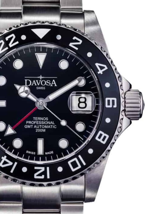 Ternos Professional Automatic 200m GMT Black Diving Watch 16157150 GMT Davosa USA Official Distributor. Prices are Final. Tax & duties included.   