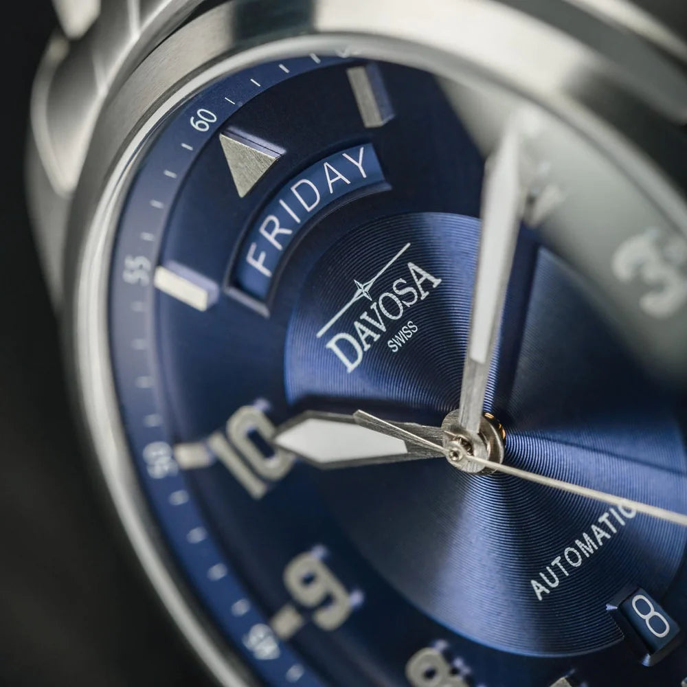 Newton Day-Date Automatic 44mm Blue Pilot Watch 16158540 Pilot Davosa USA Official Distributor. Prices are Final. Tax & duties included.   