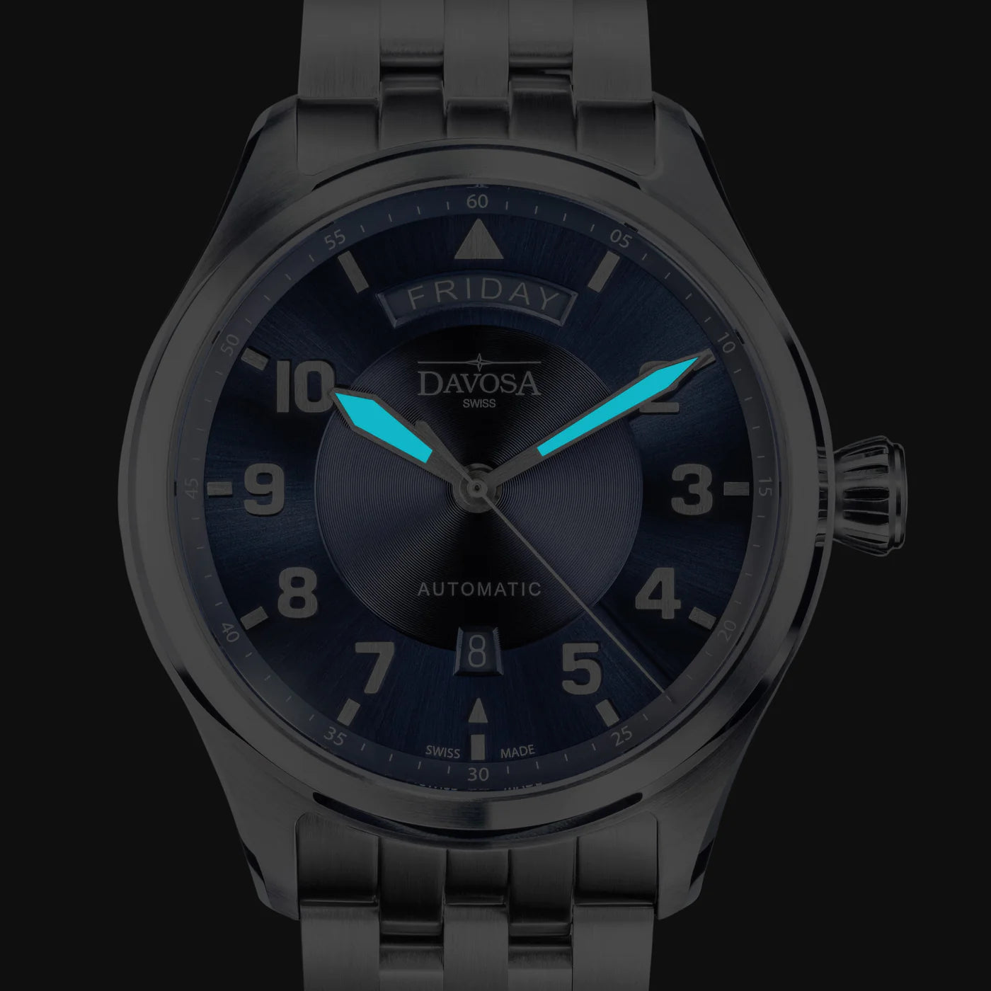 Newton Day-Date Automatic 44mm Blue Pilot Watch 16158540 Pilot Davosa USA Official Distributor. Prices are Final. Tax & duties included.   