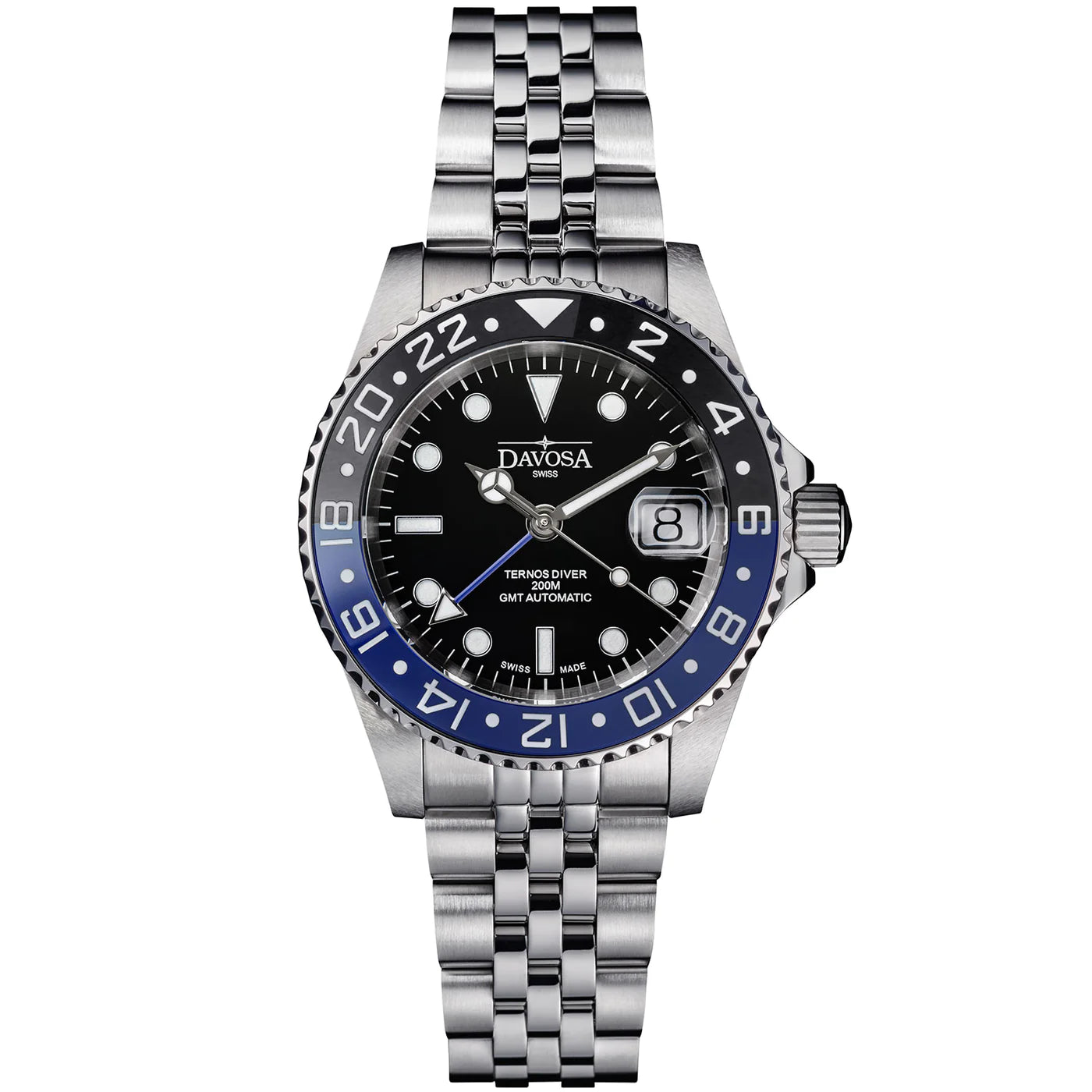 Ternos Ceramic Automatic GMT Swiss-Made Black Blue Diving Watch 16159004 GMT Davosa USA Official Distributor. Prices are Final. Tax & duties included.   