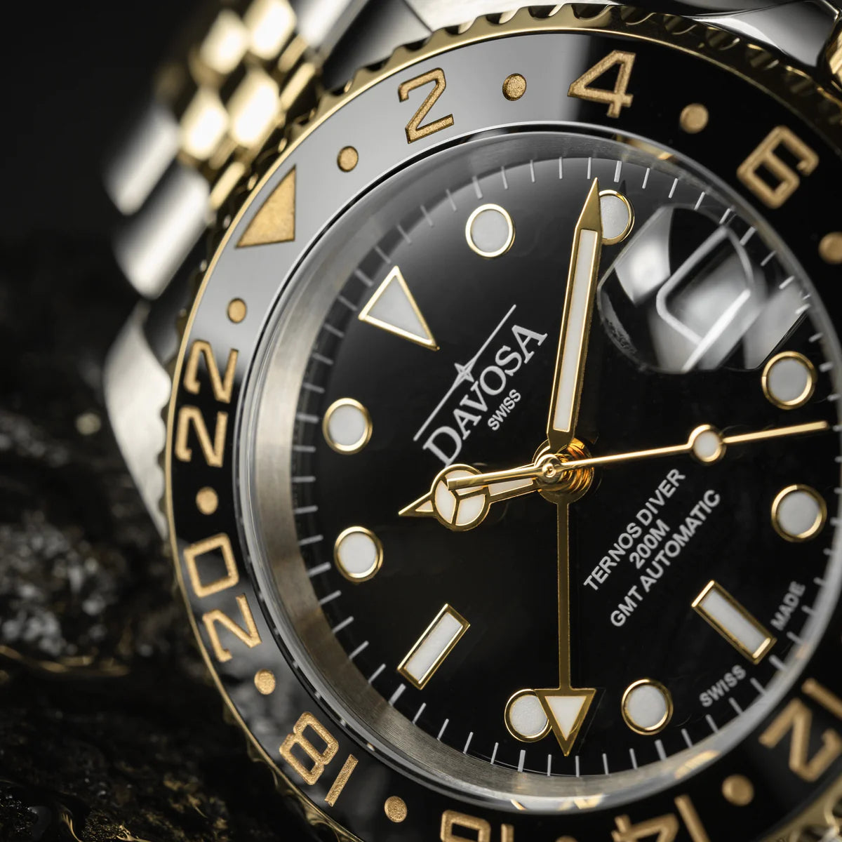 Ternos Ceramic Automatic GMT Black Gold Diving Watch 16159105 GMT Davosa USA Official Distributor. Prices are Final. Tax & duties included.   