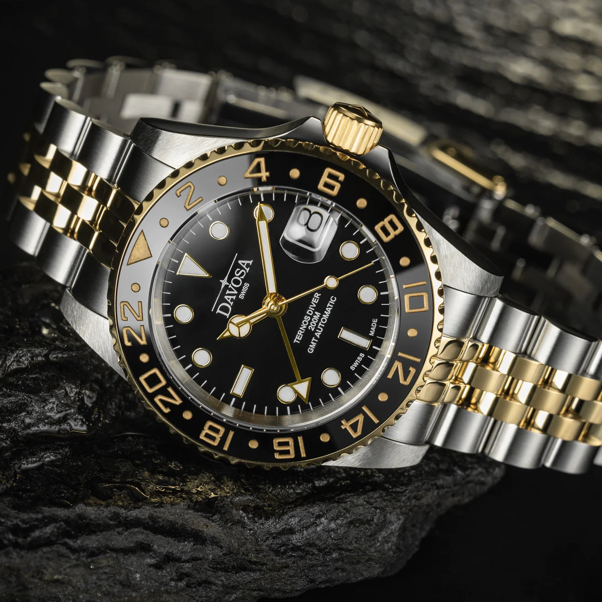 Ternos Ceramic Automatic GMT Black Gold Diving Watch 16159105 GMT Davosa USA Official Distributor. Prices are Final. Tax & duties included.   