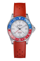 Ternos GMT Lucent Automatic 200m GMT Watch, White Dial Blue-Red Bezel GMT DAVOSA Swiss Red Rubber