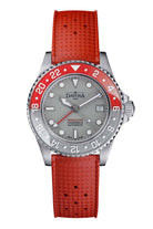 Ternos GMT Lucent Automatic 200m GMT Watch, Grey Dial Grey-Red Bezel GMT DAVOSA Swiss Red Rubber