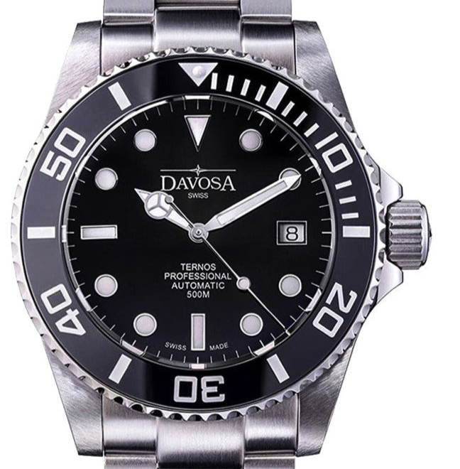 Ternos Professional Automatic 500m Black Diving Watch 16155950 Diver Davosa USA Official Distributor. Prices are Final. Tax & duties included. 42mm Black TriaLink