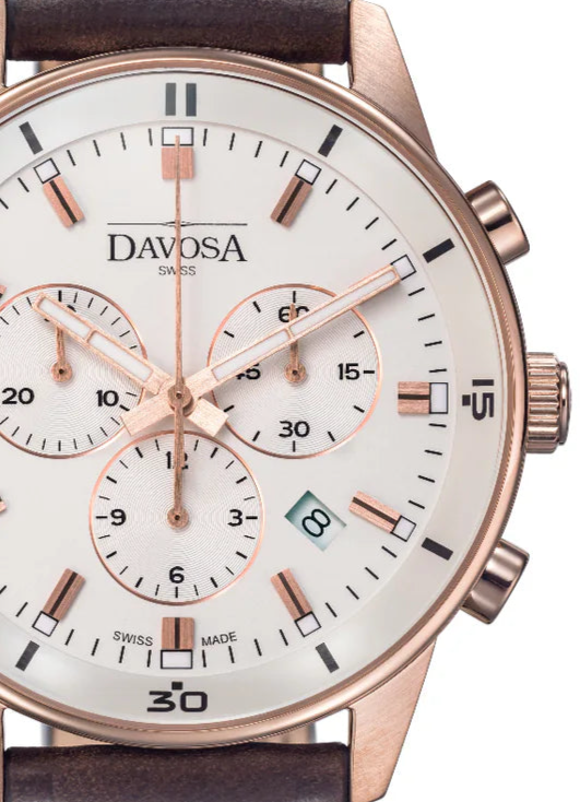 Vireo Quartz Chronograph Swiss-Made Rose Gold Pilot Watch 16249395 Pilot Davosa USA Official Distributor. Prices are Final. Tax & duties included.   