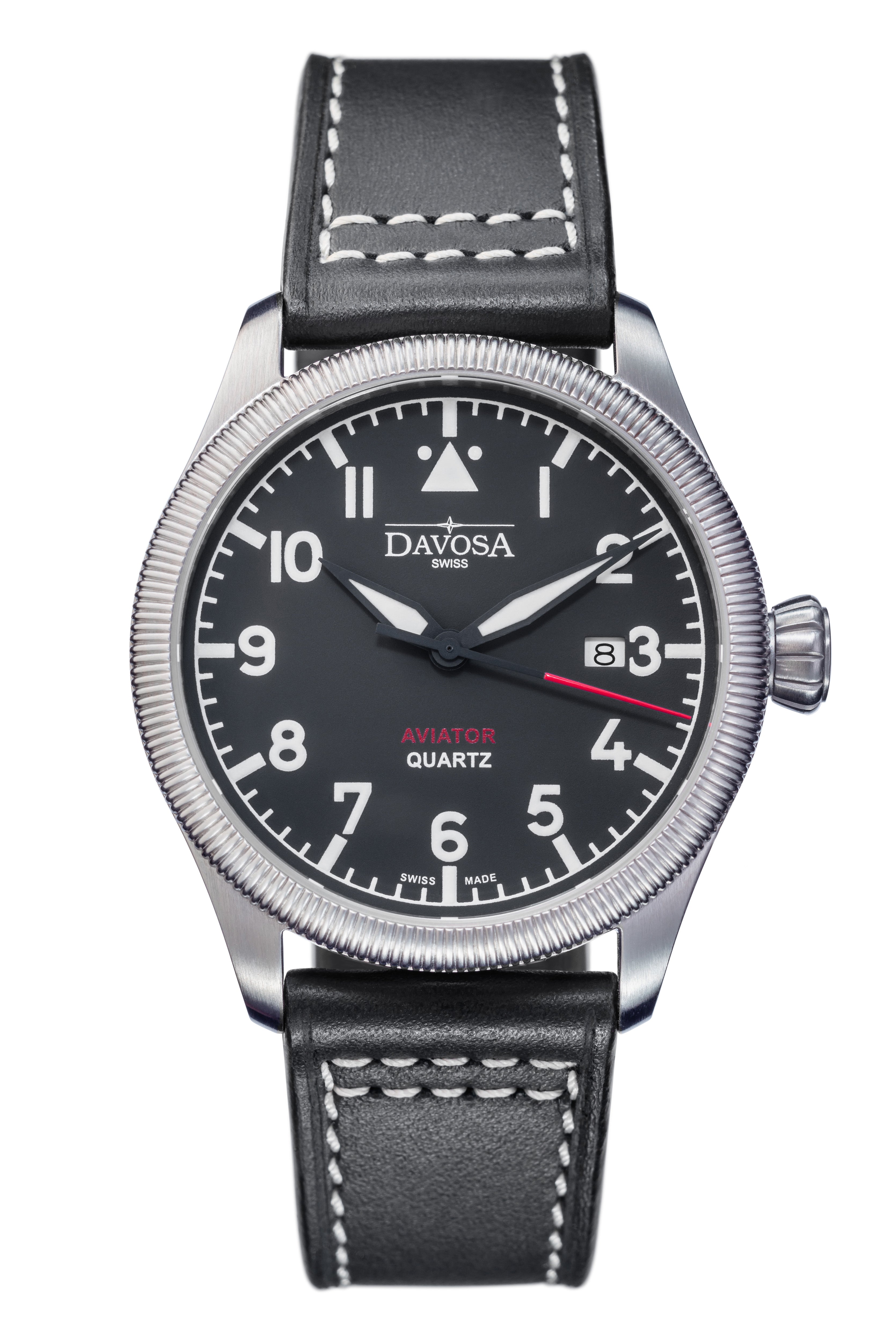 Aviator Quartz Swiss-Made Black Men's Dress Watch 16249855 Pilot Davosa USA Official Distributor. Prices are Final. Tax & duties included.