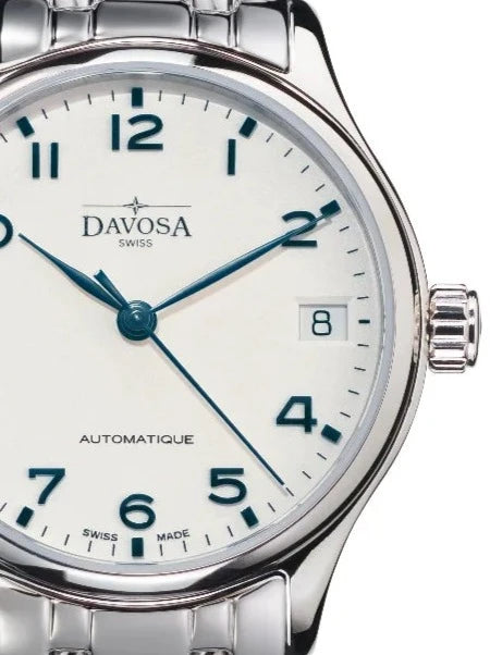 Classic Automatic Swiss-Made White Blue Executive Watch 16618811 Classic Davosa USA Official Distributor. Prices are Final. Tax & duties included.   