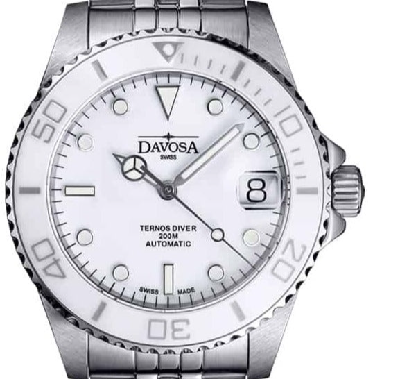 Ternos Medium Automatic Swiss-Made White Diving Watch 16619501 Diver Davosa USA Official Distributor. Prices are Final. Tax & duties included. 36.5mm White PentaLink