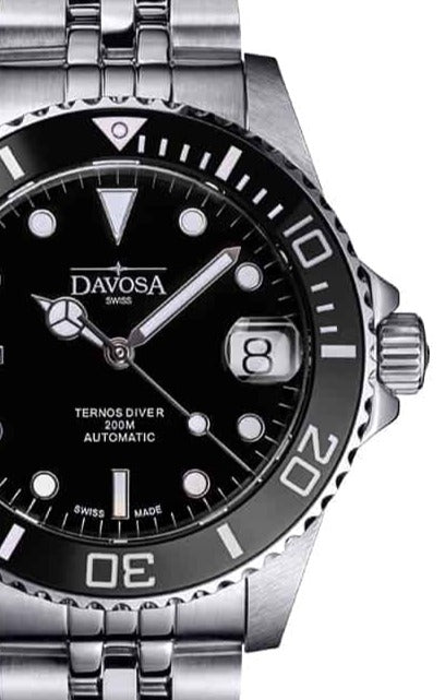 Ternos Medium Automatic Black Diving Watch 16619505 Diver Davosa USA Official Distributor. Prices are Final. Tax & duties included.   