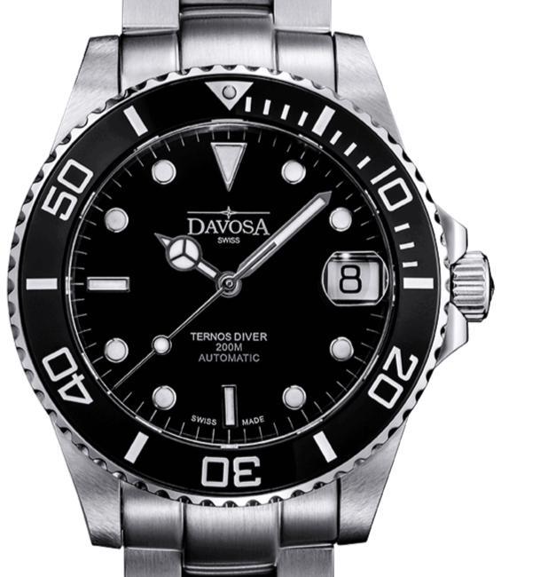 Ternos Medium Automatic Swiss-Made Black Men's Diver Watch 16619550 Diver Davosa USA Official Distributor. Prices are Final. Tax & duties included. 36.5mm Black PentaLink