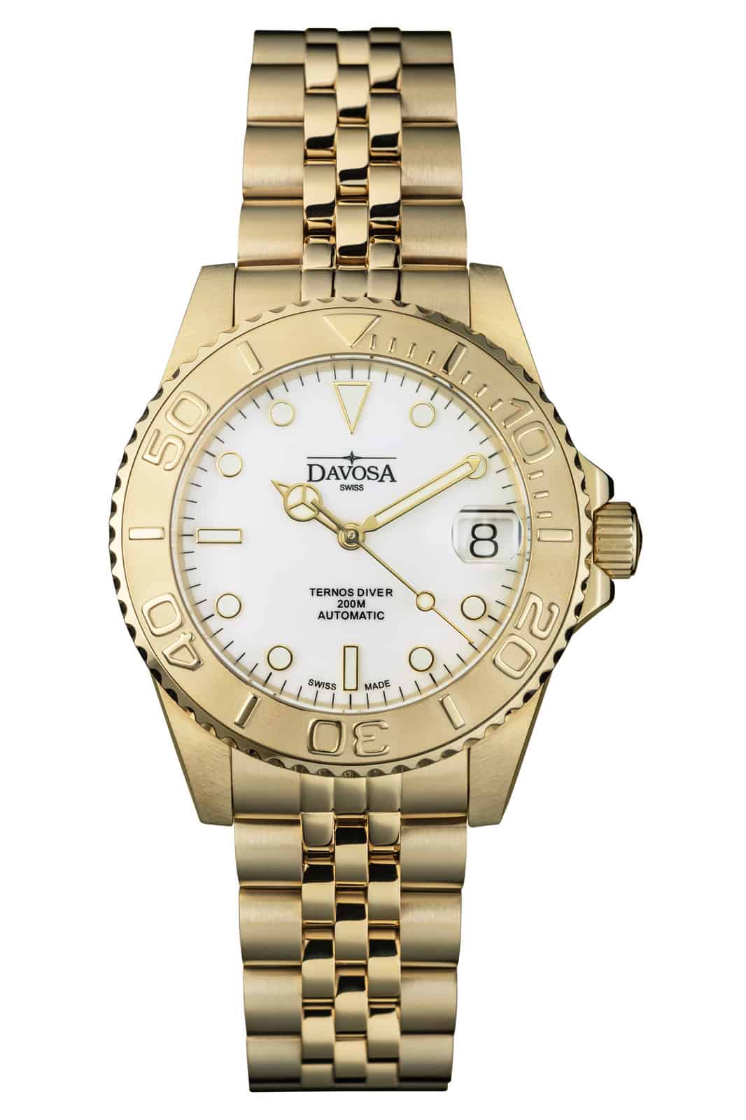 Ternos Medium Automatic 200M Swiss-Made Golden Unisex Diver Watch 16619802 Diver Davosa USA Official Distributor. Prices are Final. Tax & duties included.   