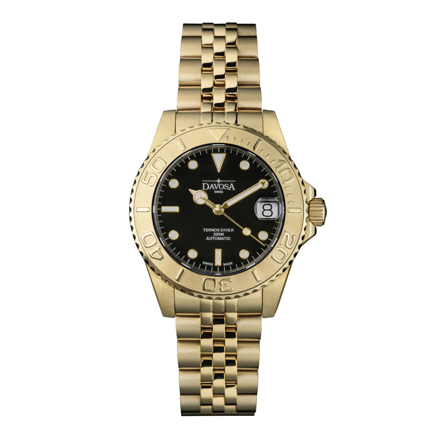 Ternos Medium Automatic Golden Diving Watch 16619805 Diver Davosa USA Official Distributor. Prices are Final. Tax & duties included.   