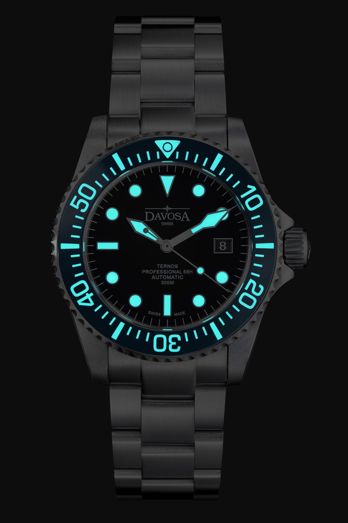 Ternos Professional 68h Automatic 300m Blue Black Diving Watch Diver DAVOSA Swiss