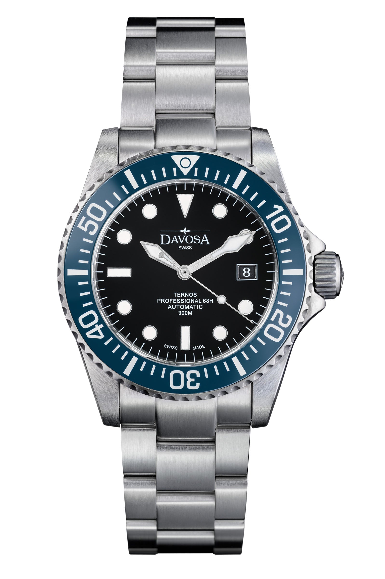 Ternos Professional 68h Automatic 300m Blue Black Diving Watch Diver DAVOSA Swiss TriaLink
