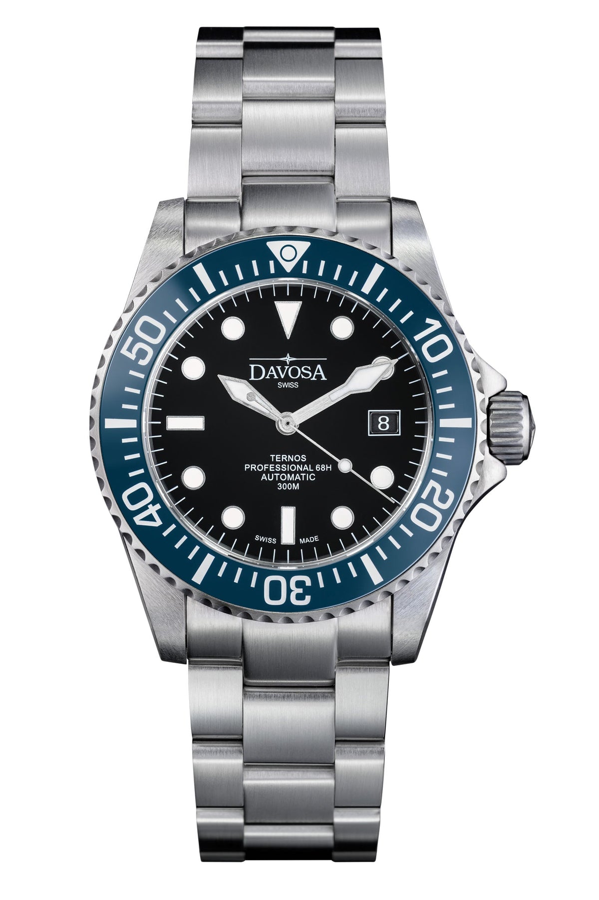 Ternos Professional 68h Automatic 300m Blue Black Diving Watch Diver DAVOSA Swiss TriaLink