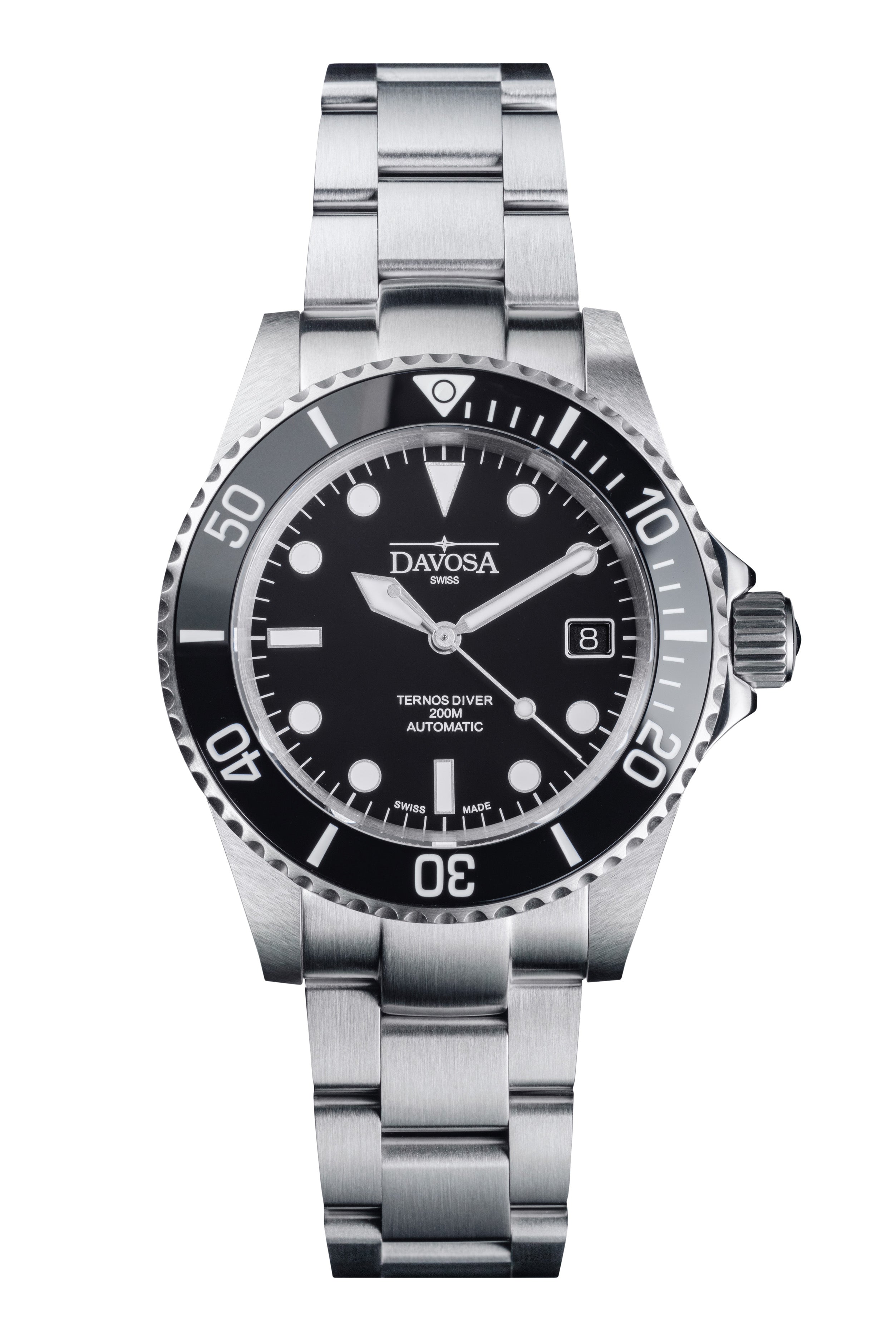 Ternos Diver Automatic 200m Swiss-Made Black Unisex Diver Watch Diver DAVOSA Swiss TriaLink Without loupe