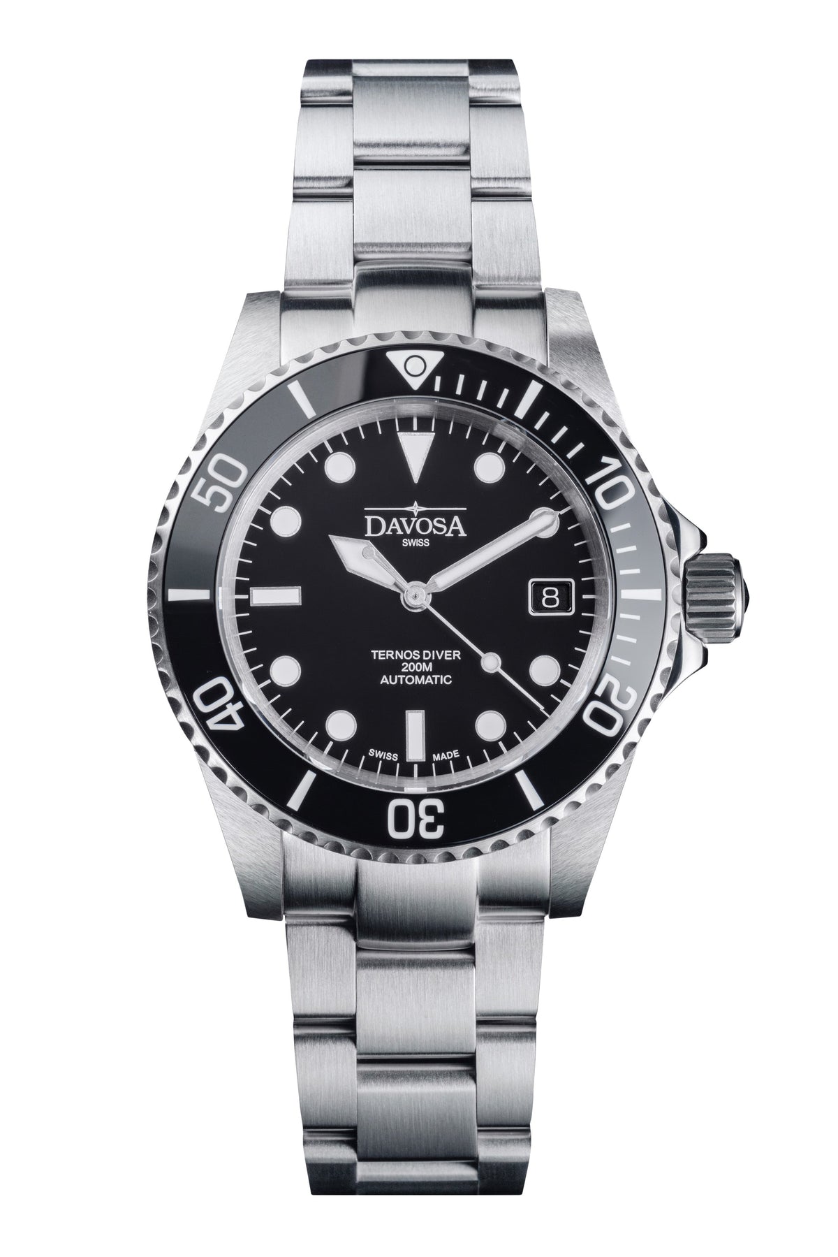 Ternos Diver Automatic 200m Swiss-Made Black Unisex Diver Watch Diver DAVOSA Swiss TriaLink Without loupe
