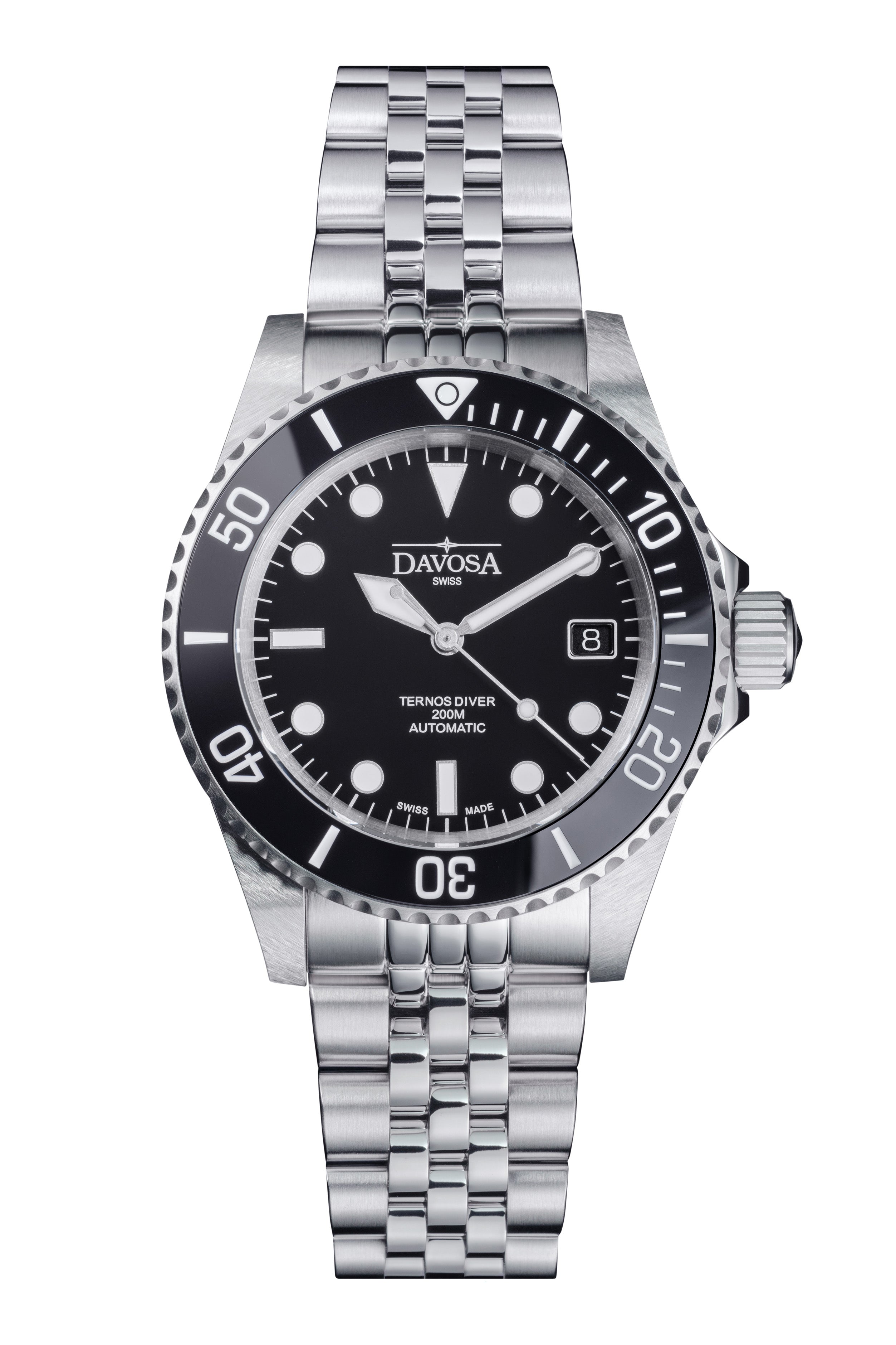 Ternos Ceramic Automatic 200m Swiss-Made Black Unisex Diver Watch 161.550.05 No Loupe with Pentalink Bracelet Diver Davosa USA Official Distributor. Prices are Final. Tax & duties included.