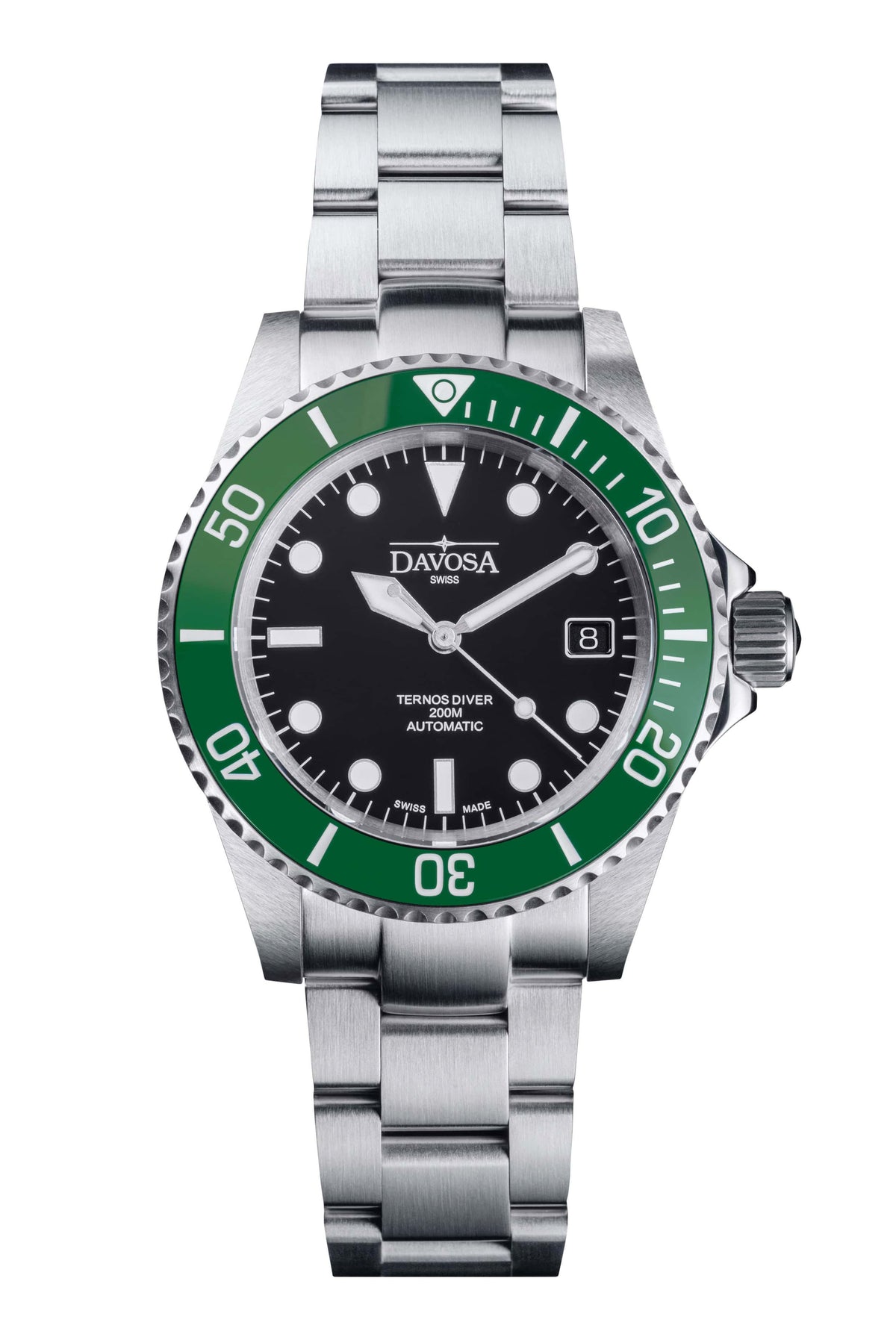 Ternos Diver Automatic 200m Swiss-Made Green and Black Unisex Diver Watch Diver DAVOSA Swiss TriaLink Without loupe