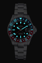 DAVOSA Ternos GMT 40mm Automatic - Swiss Made Dual Time Zone Diver’s Watch - Blue and Red with Loupe Ref. 161.564.60 GMT Davosa USA Official Distributor. Prices are Final. Tax & duties included.