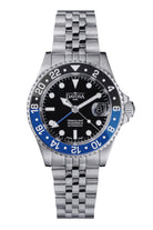 DAVOSA Ternos GMT 40mm Automatic - Swiss Made Dual Time Zone Diver’s Watch - Blue and Black with Loupe Ref. 161.564.04 GMT Davosa USA Official Distributor. Prices are Final. Tax & duties included. Black-Blue Pentalink With Loupe