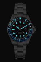 DAVOSA Ternos GMT 40mm Automatic - Swiss Made Dual Time Zone Diver’s Watch - Blue and Black with Loupe Ref. 161.564.40 GMT Davosa USA Official Distributor. Prices are Final. Tax & duties included.