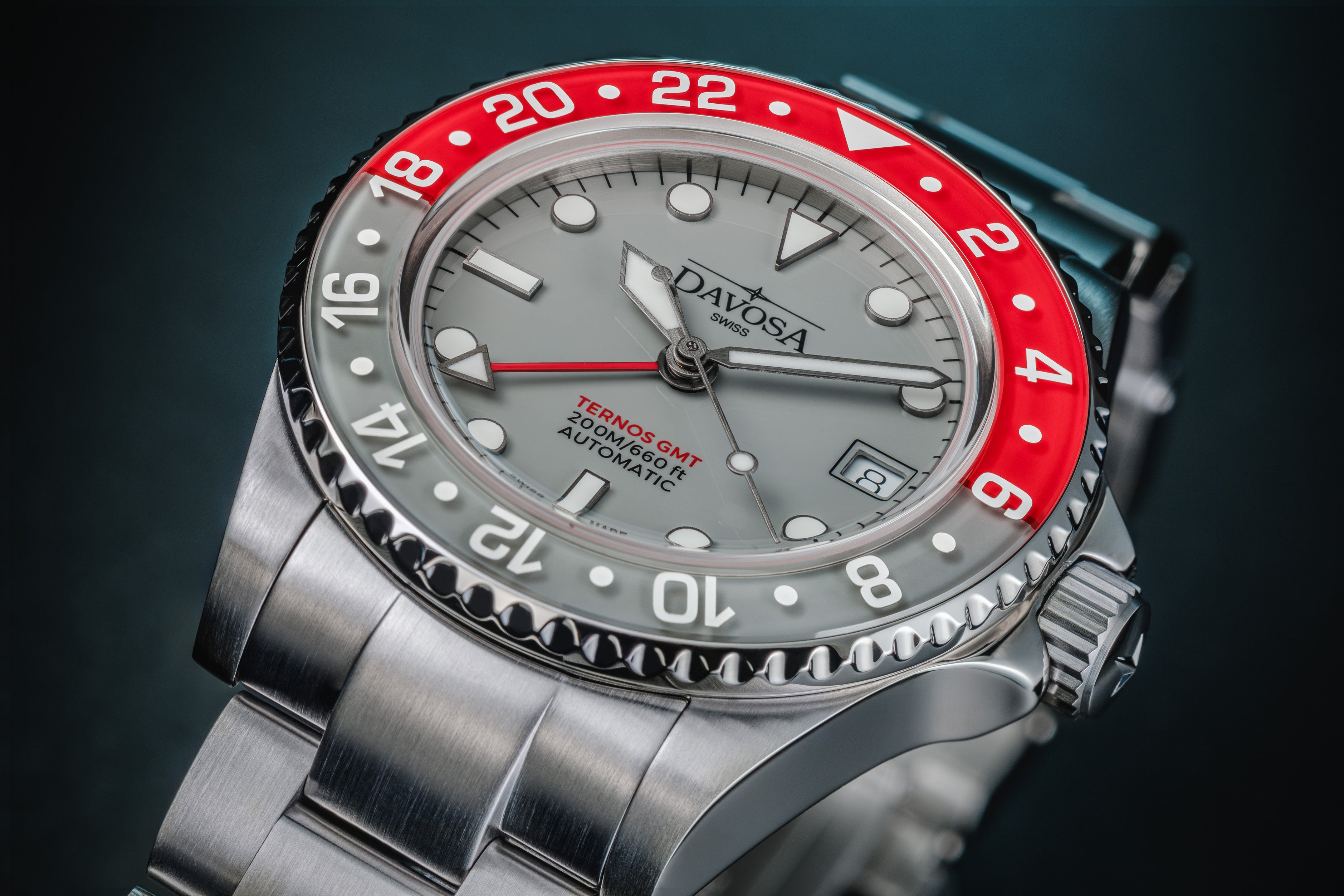 Ternos GMT Lucent Automatic 200m GMT Grey Grey-Red TriaLink Watch 161.592.50 GMT Davosa USA Official Distributor. Prices are Final. Tax & duties included.