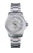 Davosa Argonautic Meteorite 161.544.10 automatic diver watch, front view of the Muonionalusta meteorite dial on a stainless steel bracelet