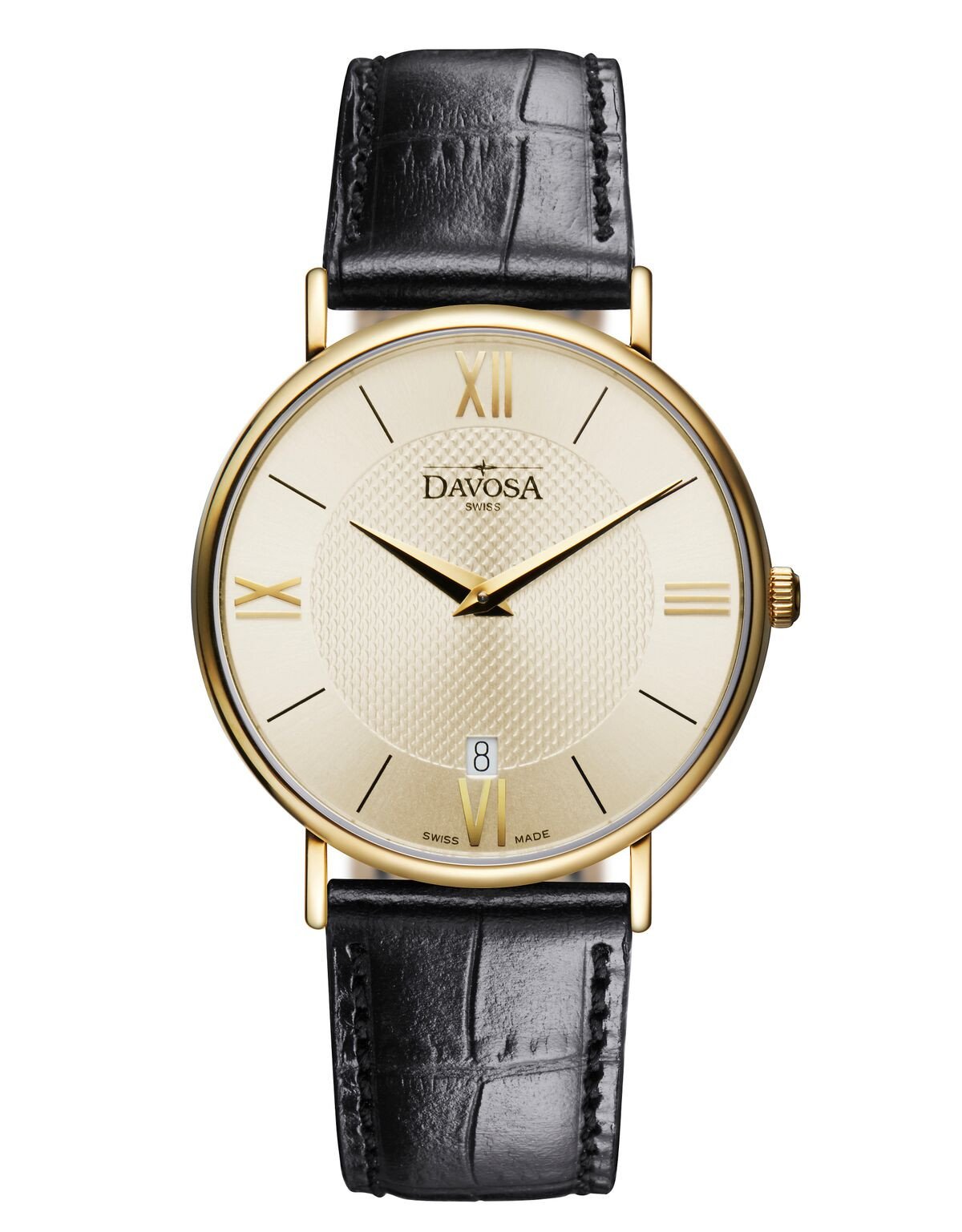 Pianos II Quartz Champagne Guilloche Gold Executive Watch 16248635 Executive Davosa USA Official Distributor. Prices are Final. Tax & duties included.   