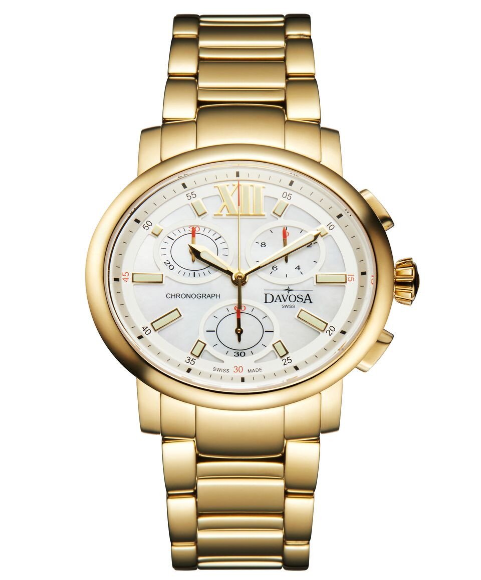 Oval Edition Quartz Chronograph White PVD Gold Ladies Watch 16857915 Ladies Davosa USA Official Distributor. Prices are Final. Tax & duties included.   