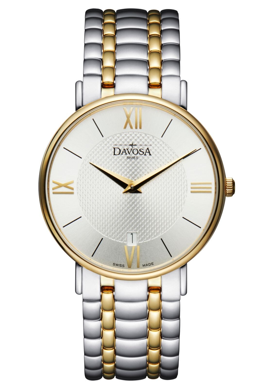 Pianos II Quartz Guilloche Silver Gold Executive Watch 16347715 Executive Davosa USA Official Distributor. Prices are Final. Tax & duties included.   