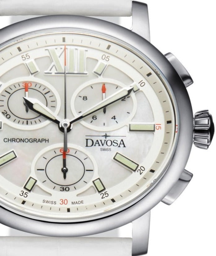 Oval Edition Quartz Chronograph White White Ladies Watch 16756915 Ladies Davosa USA Official Distributor. Prices are Final. Tax & duties included.   