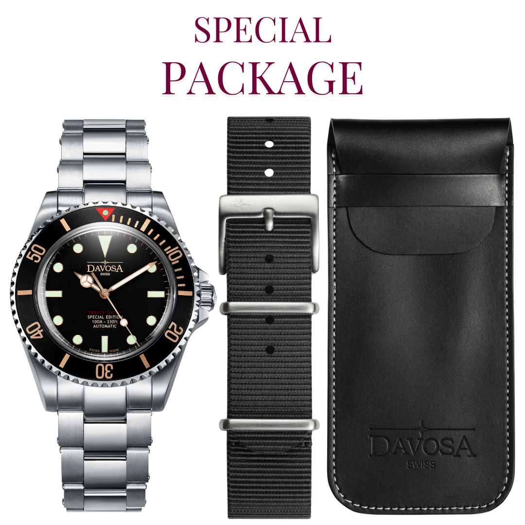 Golden Seahorse Sixties Super Value Bundle package Watches Davosa USA Official Distributor. Prices are Final. Tax & duties included.
