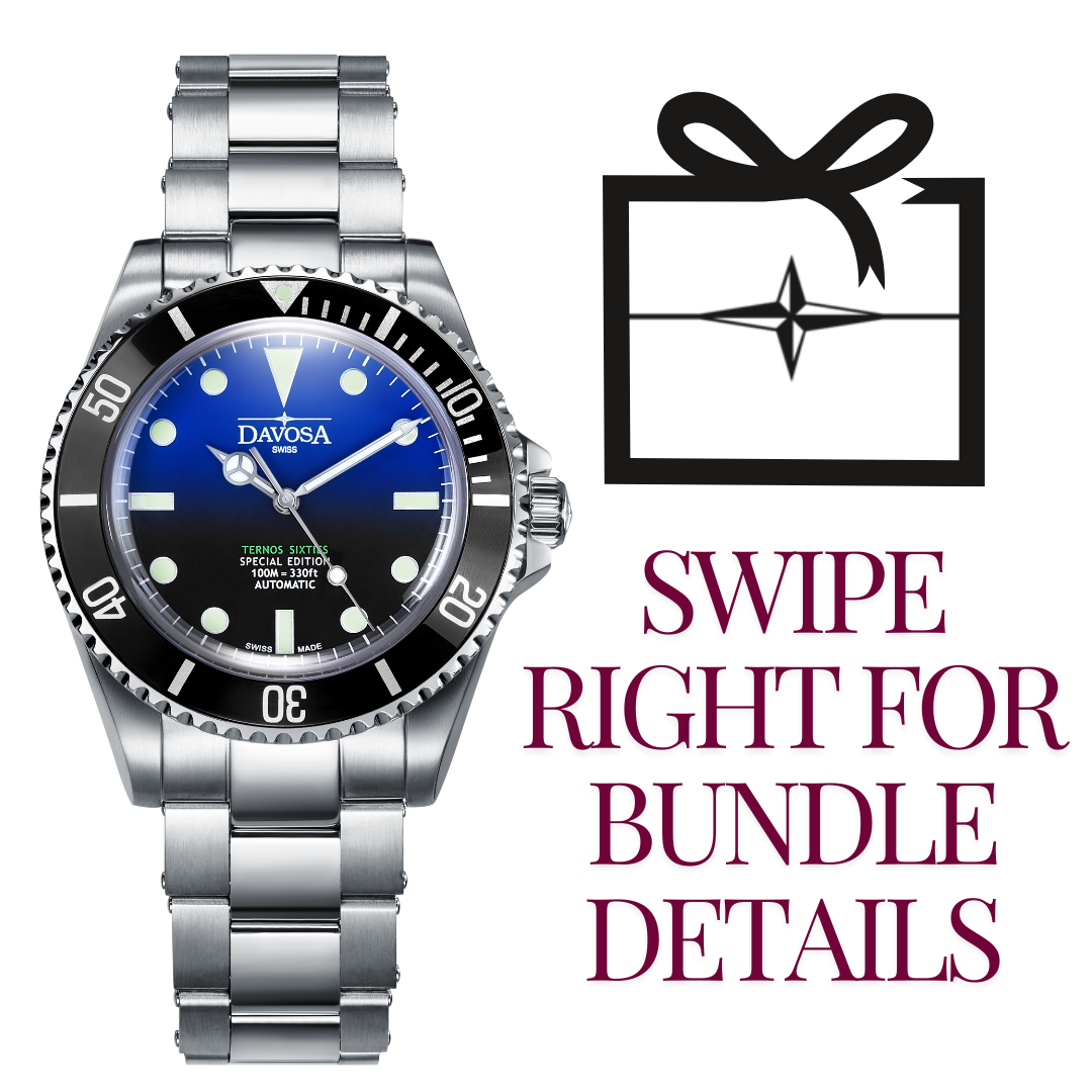 Faded Blue Seahorse - black super value bundle package Watches Davosa USA Official Distributor. Prices are Final. Tax & duties included.