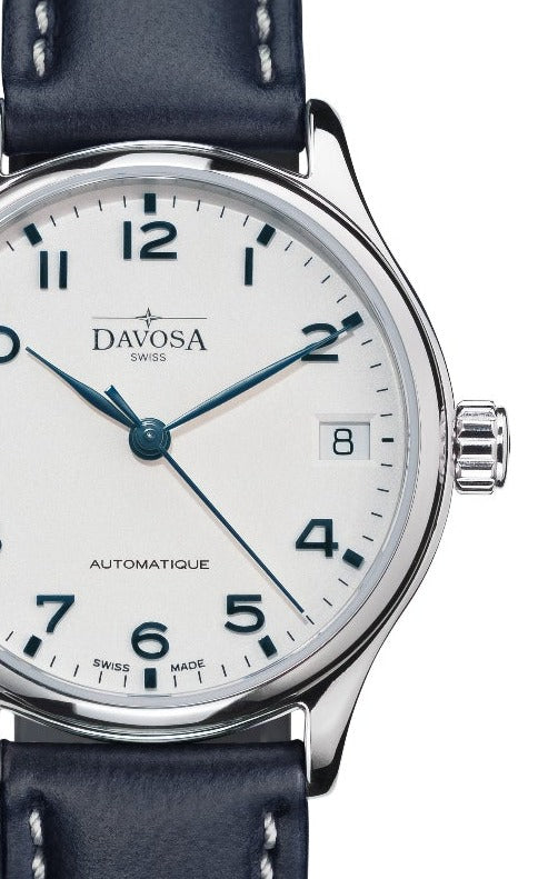 Classic Vegan Automatic Swiss-Made White Blue Executive Watch 16618816 Classic Davosa USA Official Distributor. Prices are Final. Tax & duties included.   