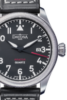 Aviator Quartz Swiss-Made Black Men's Dress Watch 16249855 Pilot Davosa USA Official Distributor. Prices are Final. Tax & duties included.   