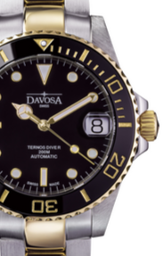 Ternos Medium Automatic 200m Swiss-Made Black Gold Men's Diver Watch 16619750 Diver Davosa USA Official Distributor. Prices are Final. Tax & duties included. 36.5mm Black-Gold TriaLink