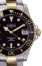 Ternos Medium Automatic Swiss-Made Black Gold Diver Watch Diver DAVOSA Swiss TriaLink