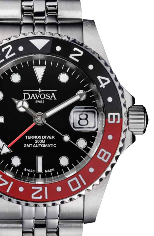 Ternos Ceramic Automatic GMT Black Red Diving Watch 16159009 Diver Davosa USA Official Distributor. Prices are Final. Tax & duties included.