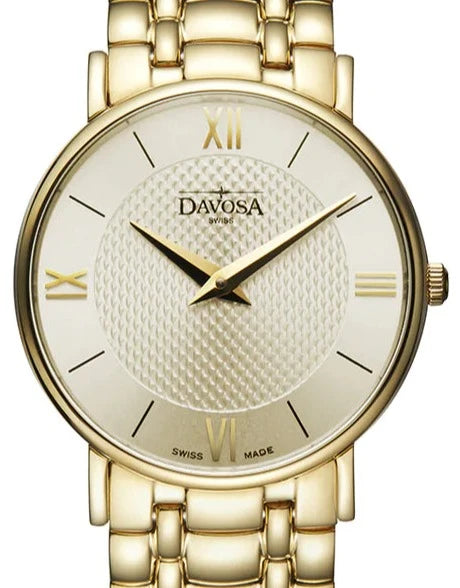 Pianos II Quartz PVD Swiss-Made Guilloche Silver Gold Ladies Watch 16858235 Ladies Davosa USA Official Distributor. Prices are Final. Tax & duties included. 29mm Gold PentaLink