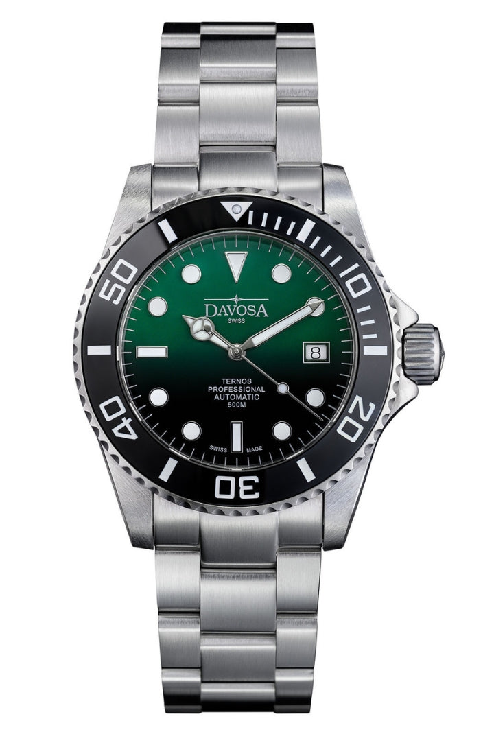 Ternos Professional Automatic 500m Green Black Diving Watch 16155975 Diver Davosa USA Official Distributor. Prices are Final. Tax & duties included.   