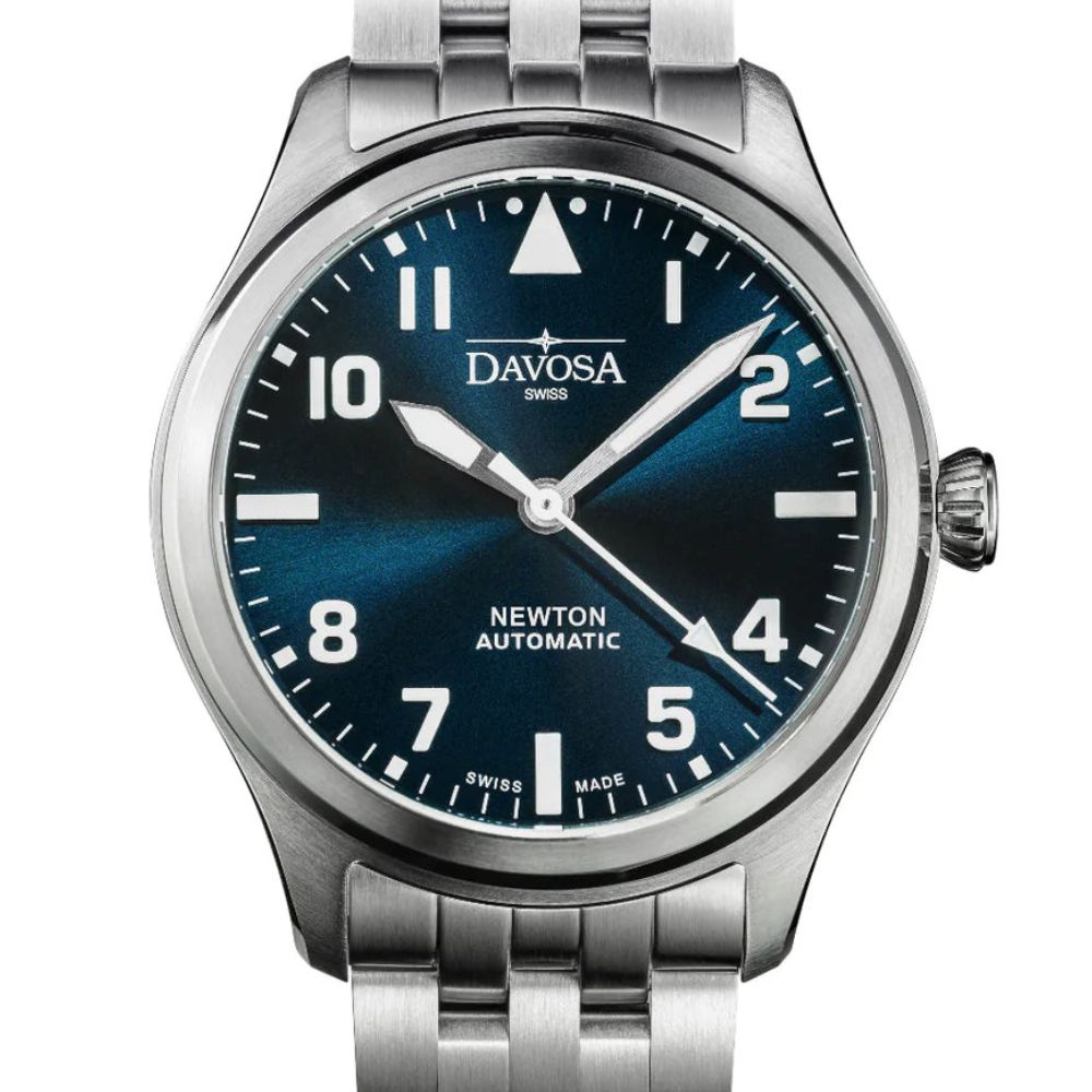 Newton Automatic 40mm Blue Pilot Watch 16153040 Pilot Davosa USA Official Distributor. Prices are Final. Tax & duties included.   