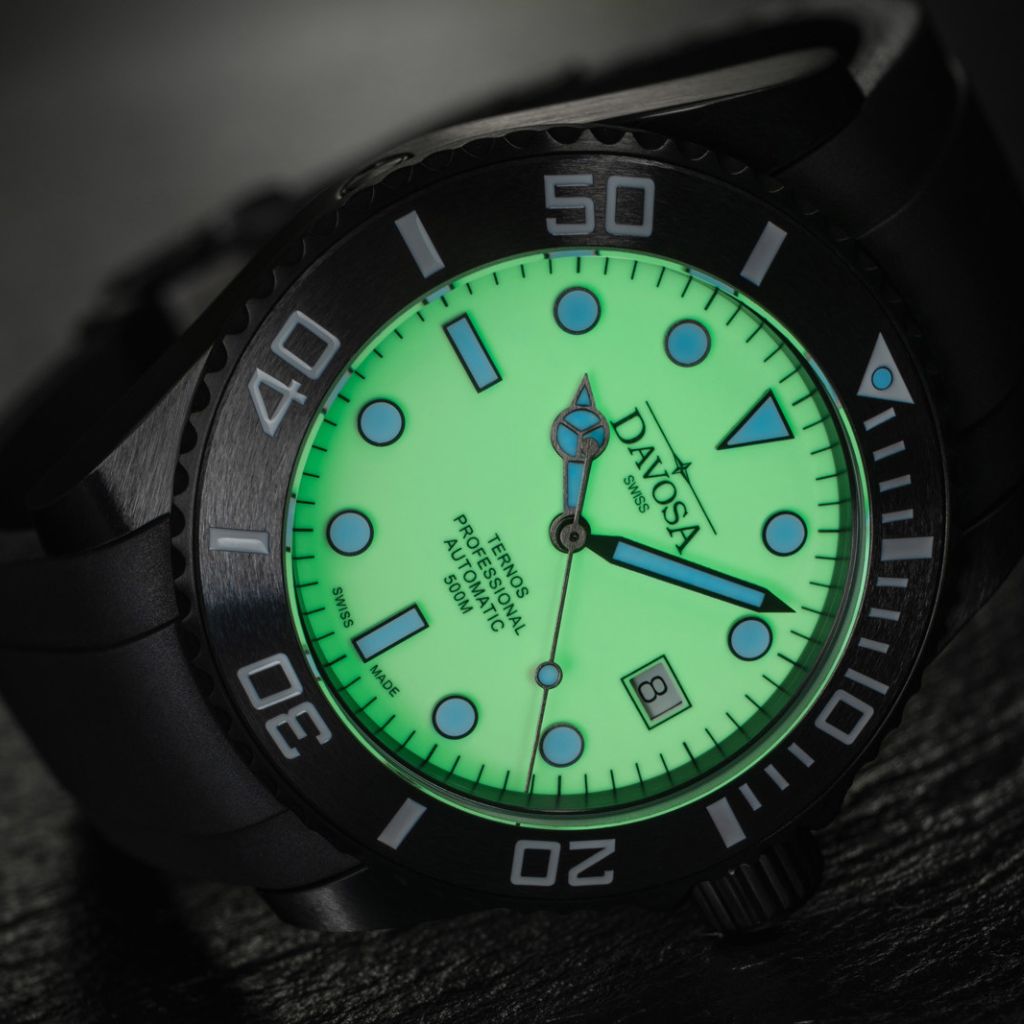 Ternos Professional Auto Megalume Black DLC Diving Watch 16158310 Limited Edition Diver Davosa USA Official Distributor. Prices are Final. Tax & duties included.   